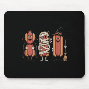 Tapis De Souris Vintage Halloween Hotdog Vampire sorcière maman