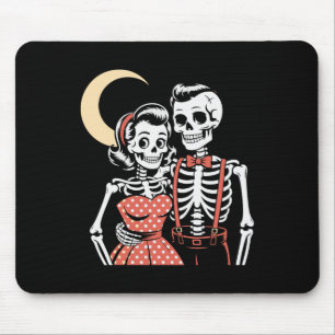 Tapis De Souris Vintage Halloween Skeleton Couple In Love 1950 St.