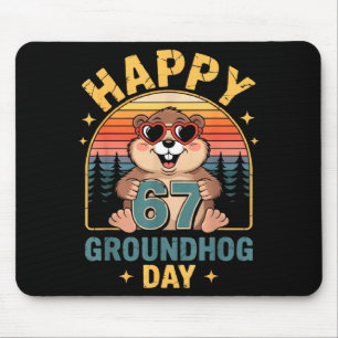 Tapis De Souris Vintage Happy 67 Jour de la marmotte Amateur d'ani