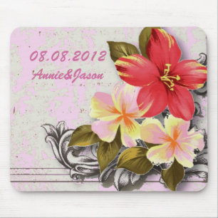 Tapis De Souris vintage hawaii hibiscus fleoral tropical mariage