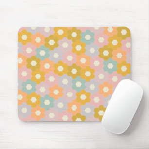 Tapis De Souris Vintage Hexagon Flower Motif en Pastel