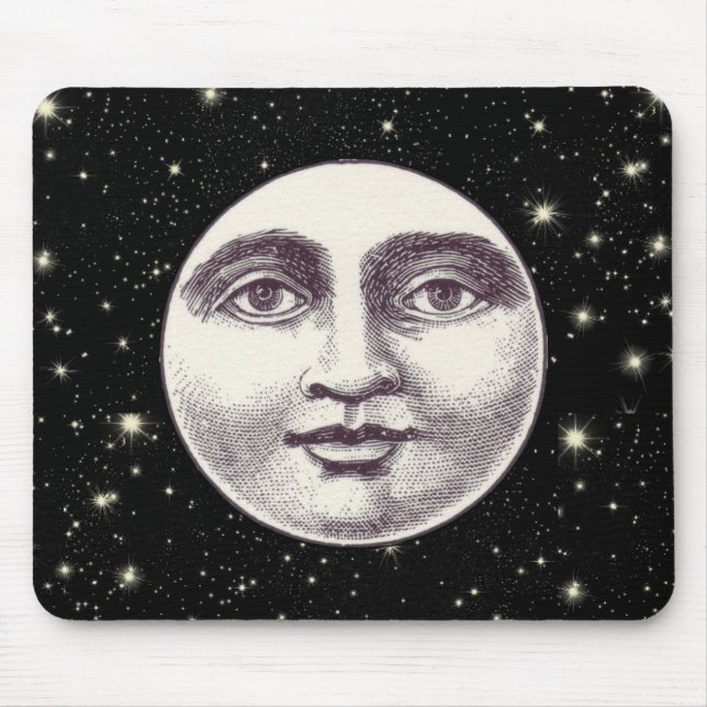 Tapis De Souris Vintage homme dans la pleine lune visage lune (Devant)