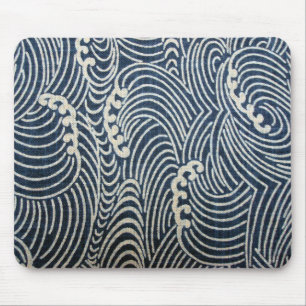Tapis De Souris Vintage Japanese Textile, Wave Pattern