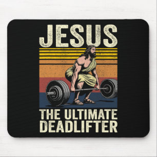 Tapis De Souris Vintage Jésus L'ultime Deadlifter Funny Christ
