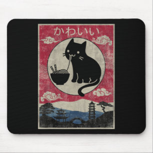 Tapis De Souris Vintage Kawaii Chat Ramen Anime Japonais Enfants F