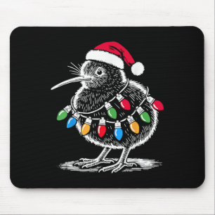 Tapis De Souris Vintage Kiwi Bird Santa Hat Noël Lumière Birdin