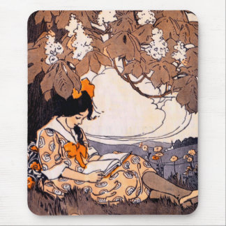 Tapis De Souris Vintage Lecture sous un arbre