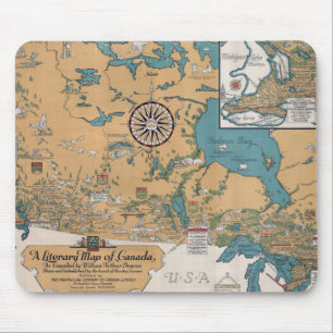 Tapis De Souris Vintage Literary Map of Canada