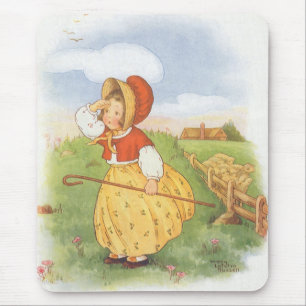 Tapis De Souris Vintage Little Bo Peep Mère Goose Nurserme Rhyme
