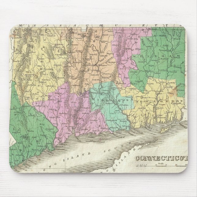 Tapis De Souris Vintage Map of Connecticut (1827) (Devant)