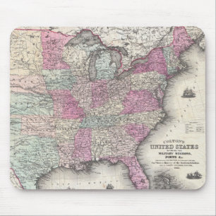 Tapis De Souris Vintage Map of the Eastern United States (1862)