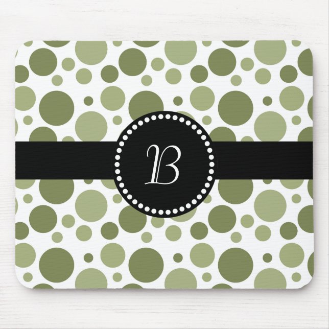 Tapis De Souris Vintage Monogramme Green Polka Point (Devant)