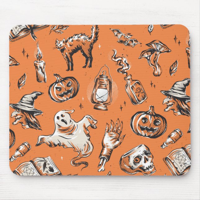 Tapis De Souris Vintage Motif Halloween (Devant)