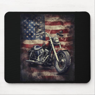 Tapis De Souris Vintage Motorcycle USA Drapeau Retro Biker América
