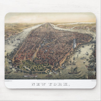 Tapis De Souris Vintage New York City, Manhattan, Brooklyn Bridge