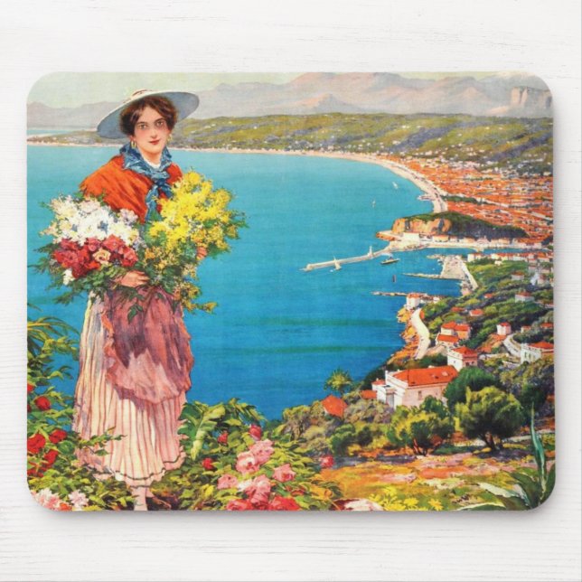 Tapis De Souris Vintage Nice Reine Côte d'Azur (Devant)