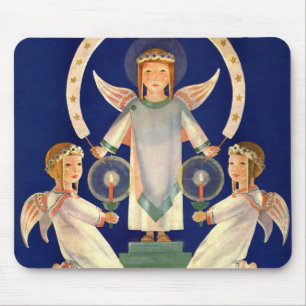 Tapis De Souris Vintage Noël, anges scandinaves Santa Lucia