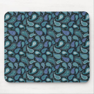 Tapis De Souris Vintage Paisley Blue Floral Turquoise