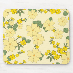Tapis De Souris Vintage pastel lemon yellow floral design