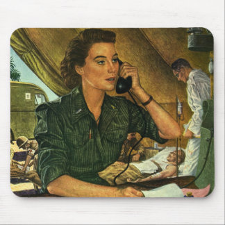 Tapis De Souris Vintage Patriotique, Infirmière médicale au téléph