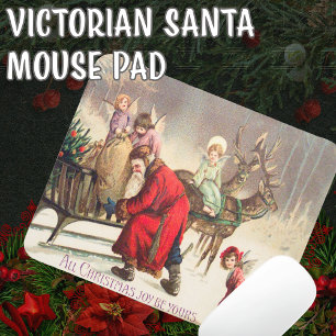 Tapis De Souris Vintage Père Noël et Angel Scène de Noël Pad souri