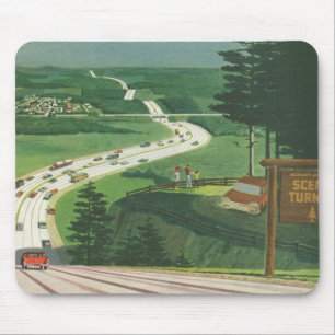 Tapis De Souris Vintage Pittoresque American Highways, Cars Road T