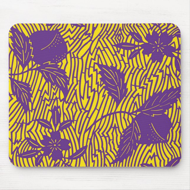 Tapis De Souris Vintage Purple & Yellow Textile Design (Devant)
