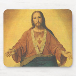Tapis De Souris Vintage Religion, Sacred Heart of Jesus Christ