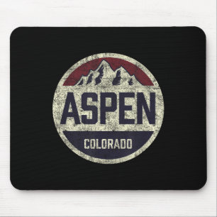 Tapis De Souris Vintage Retro Aspen Colorado Mountain Circle Skin