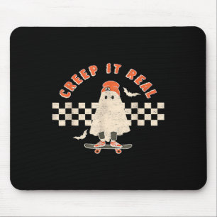 Tapis De Souris Vintage Retro Halloween Creep It Real Ghost Boy Fa