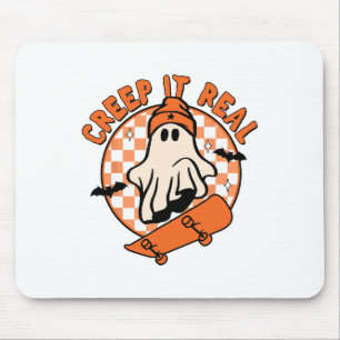 Tapis De Souris Vintage Retro Halloween Creep It Real Ghost Boy Fa