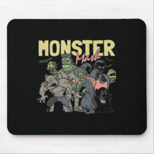 Tapis De Souris Vintage Retro Halloween Monster Mash Boo Ghost ave