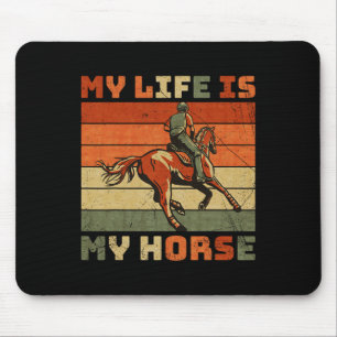 Tapis De Souris Vintage Rétro Ma vie est mon cheval