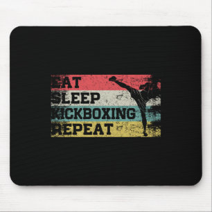 Tapis De Souris Vintage Rétro Manger Dormir Kickbox Répéter Drôle