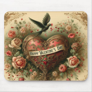 Tapis De Souris Vintage/rétro/Victorian Valentine's day heart