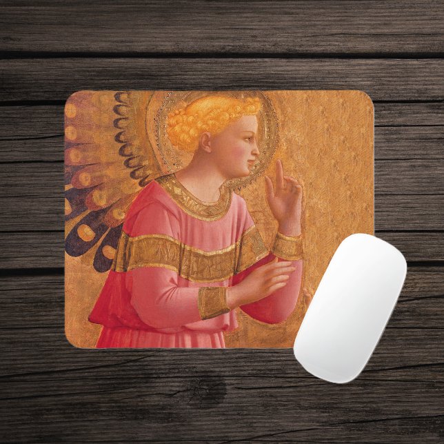 Tapis De Souris Vintage rose Golden Christian Angel (Holy Christian angel figure pink gold dress on mousepad.)
