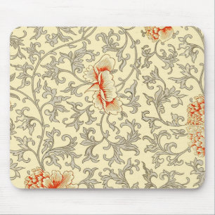 Tapis De Souris Vintage rose gris botanique