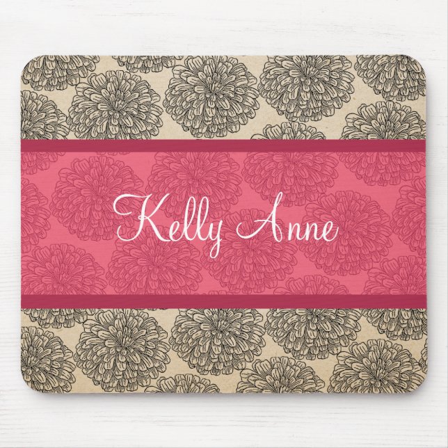 Tapis De Souris Vintage rose Zinnia Mousepad (Devant)
