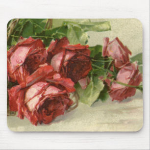 Tapis De Souris Vintage Saint-Valentin Amour, Roses rouges cramois
