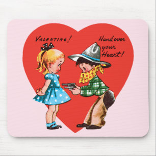 Tapis De Souris Vintage Saint Valentin, Fille avec Cowboy
