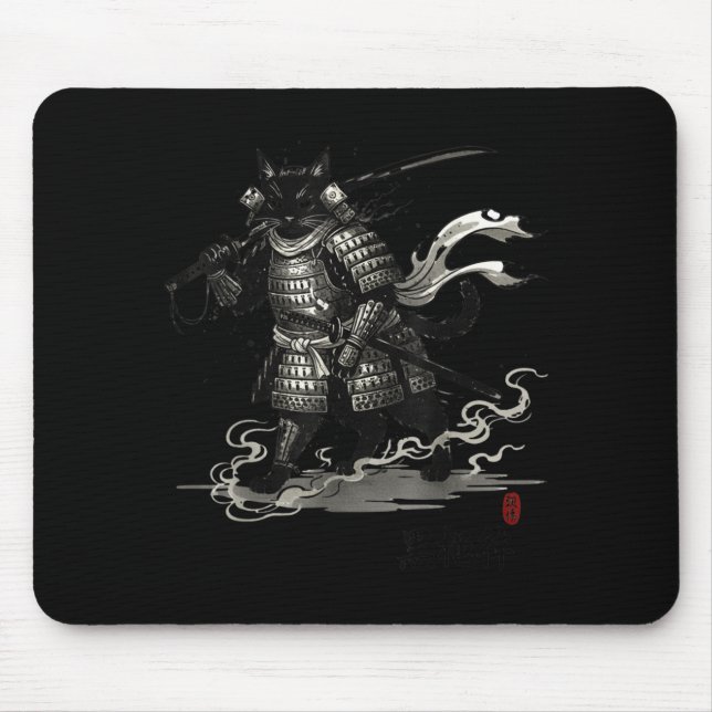 Tapis De Souris Vintage Samurai Cat Japanese Shirt  (Devant)
