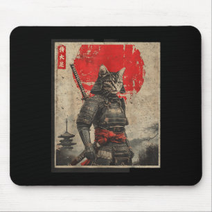Tapis De Souris Vintage Samurai Chat Japonais Tee - shirts graphiq