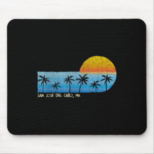 Tapis De Souris Vintage San Jose Del Cabo, Mx Palm Trees & Sun