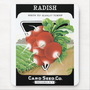 Tapis De Souris Vintage Seed Packet Étiquette Art, Radis Scarlet