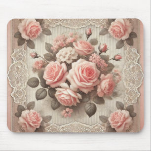 Tapis De Souris Vintage Shabby Chic Rose Rose Floral