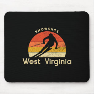 Tapis De Souris Vintage Ski Snowshoe Montagne Virginie-Occidentale