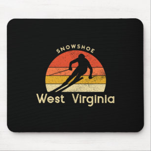 Tapis De Souris Vintage Ski Snowshoe Montagne Virginie-Occidentale
