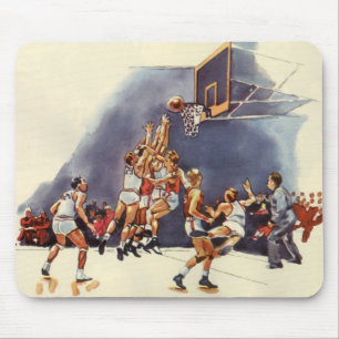 Tapis De Souris Vintage Sports Basketball, Players in a Game