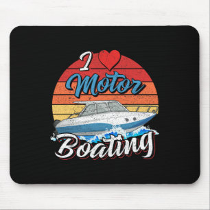 Tapis De Souris Vintage Sunset Boat Funny Capitaine J'Aime Moteur-