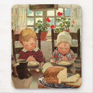 Tapis De Souris Vintage Thanksgiving, enfants reconnaissants
